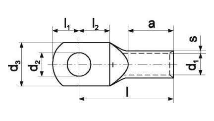 Trubkové kabelové oko lehčené, CU, průřez vodiče 120mm2, M10